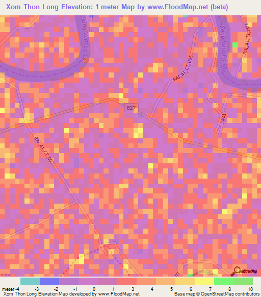 Xom Thon Long,Vietnam Elevation Map