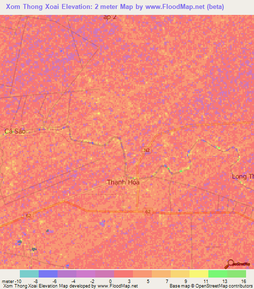 Xom Thong Xoai,Vietnam Elevation Map