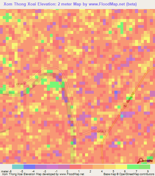 Xom Thong Xoai,Vietnam Elevation Map