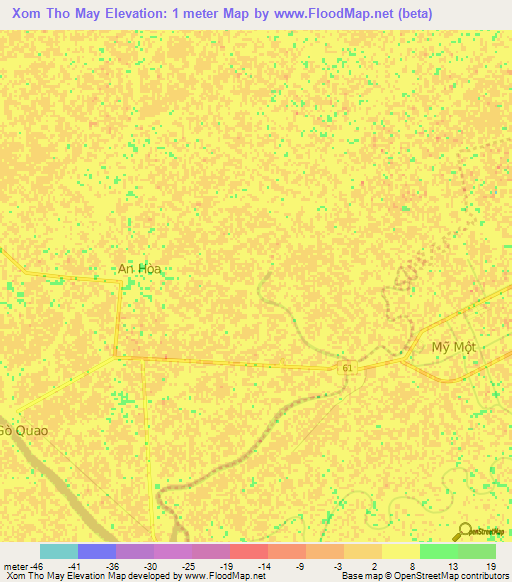 Xom Tho May,Vietnam Elevation Map