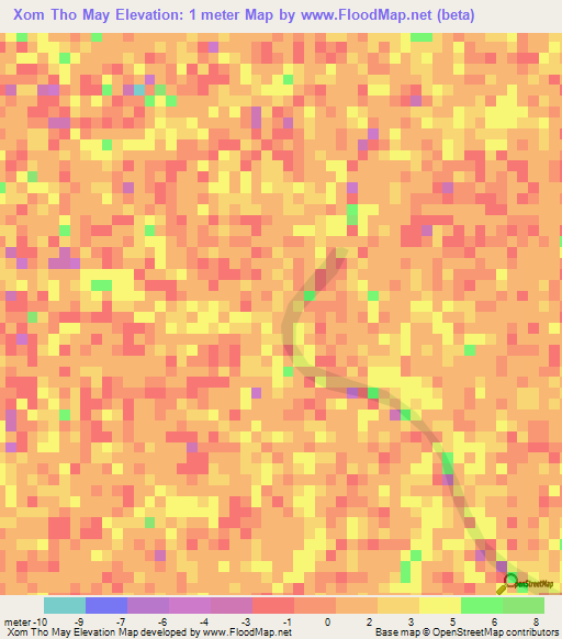 Xom Tho May,Vietnam Elevation Map