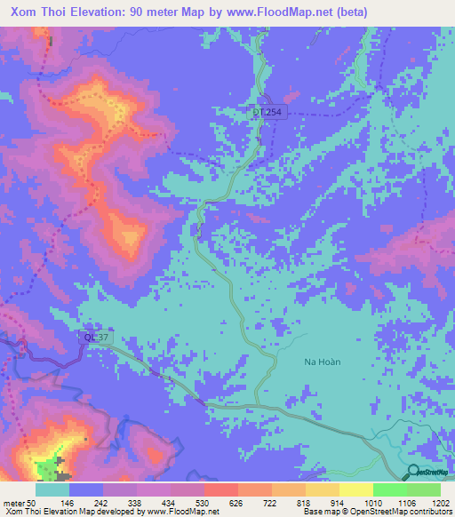 Xom Thoi,Vietnam Elevation Map