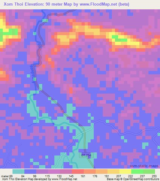 Xom Thoi,Vietnam Elevation Map