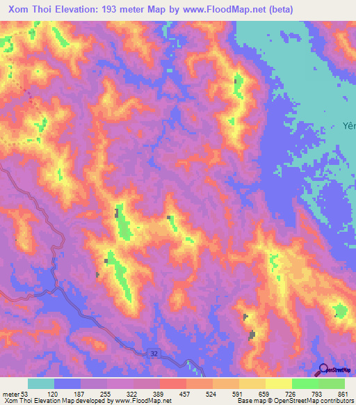 Xom Thoi,Vietnam Elevation Map