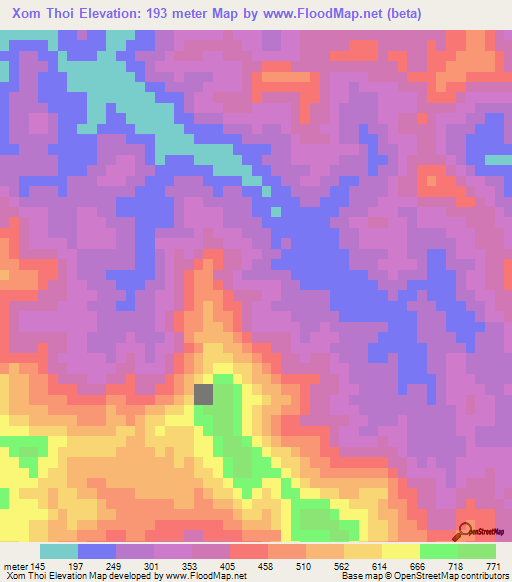 Xom Thoi,Vietnam Elevation Map