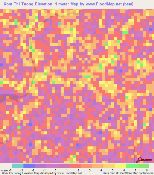 Xom Thi Tuong,Vietnam Elevation Map