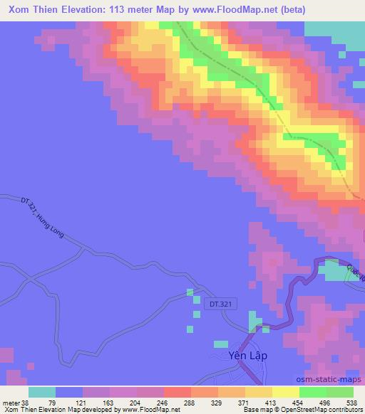 Xom Thien,Vietnam Elevation Map