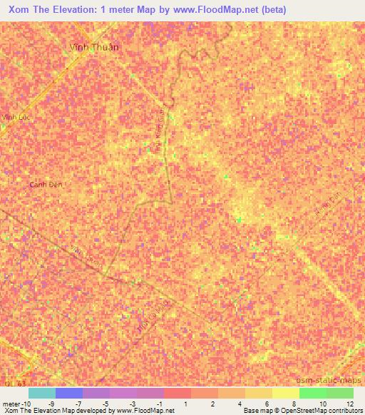 Xom The,Vietnam Elevation Map