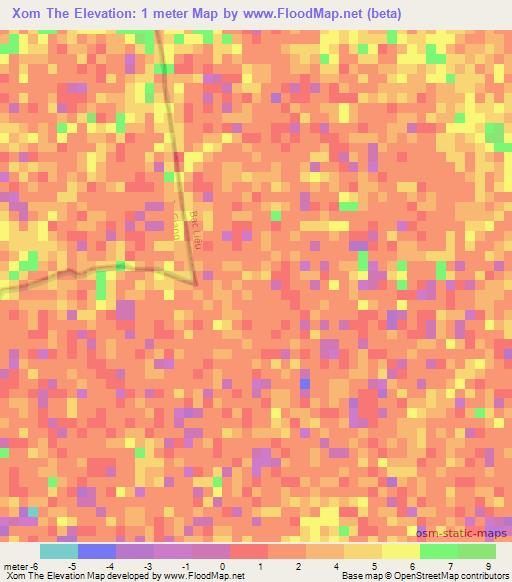 Xom The,Vietnam Elevation Map