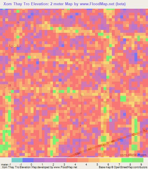 Xom Thay Tro,Vietnam Elevation Map