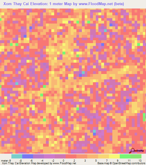 Xom Thay Cai,Vietnam Elevation Map