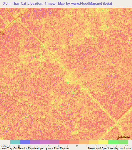 Xom Thay Cai,Vietnam Elevation Map