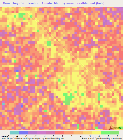 Xom Thay Cai,Vietnam Elevation Map