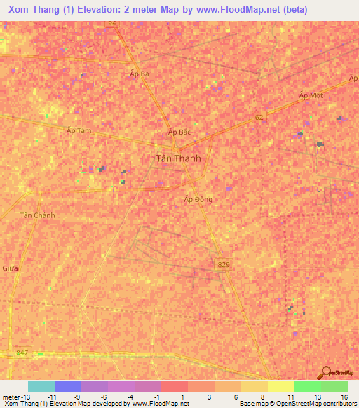 Xom Thang (1),Vietnam Elevation Map