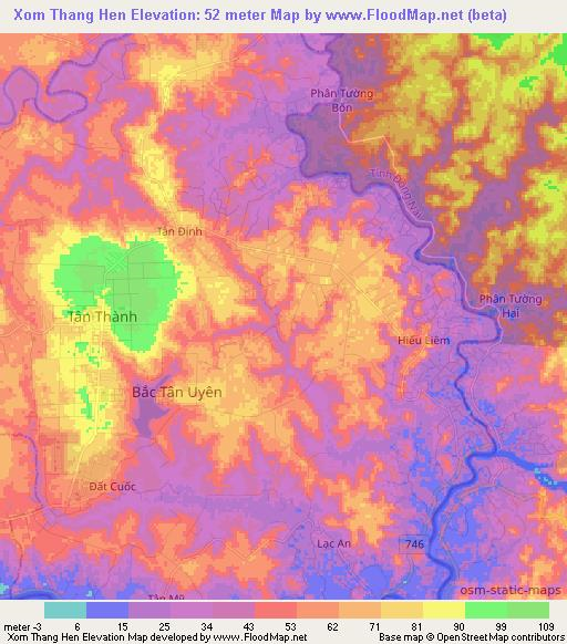 Xom Thang Hen,Vietnam Elevation Map