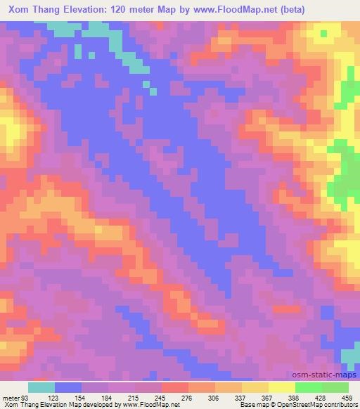 Xom Thang,Vietnam Elevation Map