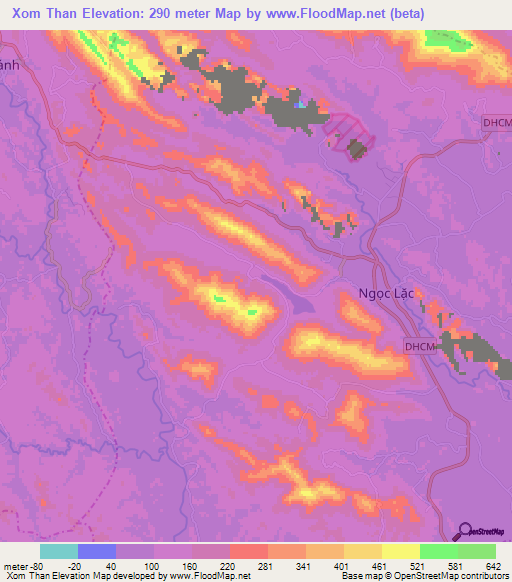 Xom Than,Vietnam Elevation Map