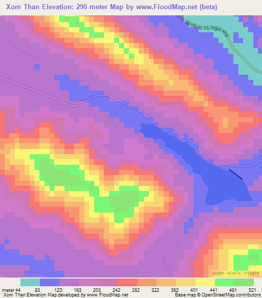 Xom Than,Vietnam Elevation Map