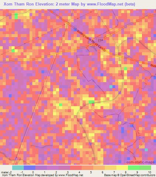 Xom Tham Ron,Vietnam Elevation Map