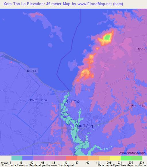 Xom Tha La,Vietnam Elevation Map