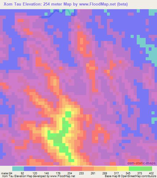 Xom Tau,Vietnam Elevation Map