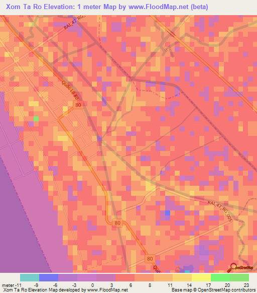 Xom Ta Ro,Vietnam Elevation Map