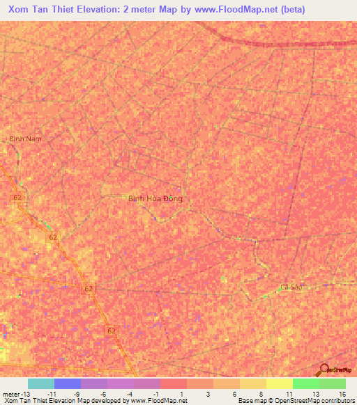 Xom Tan Thiet,Vietnam Elevation Map