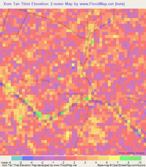 Xom Tan Thiet,Vietnam Elevation Map