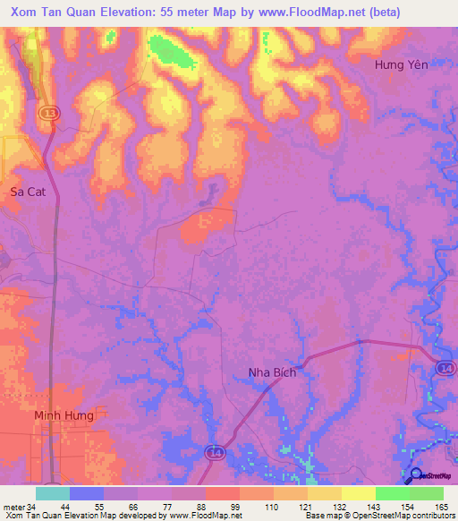 Xom Tan Quan,Vietnam Elevation Map