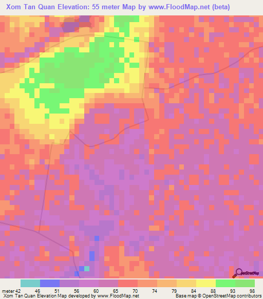 Xom Tan Quan,Vietnam Elevation Map