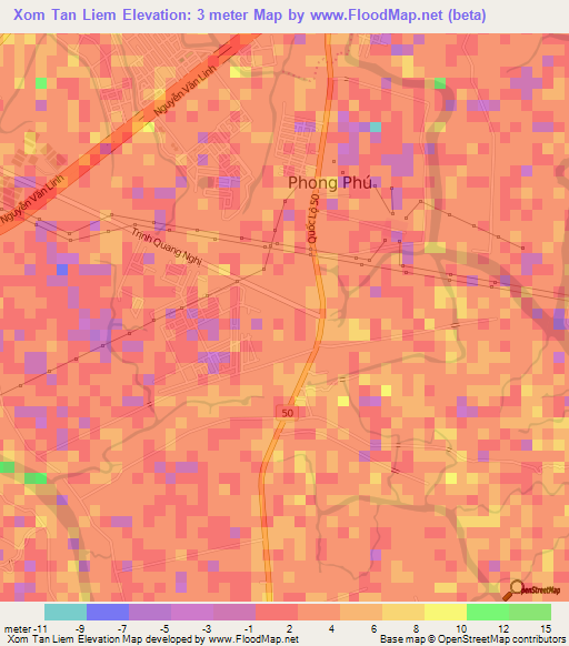 Xom Tan Liem,Vietnam Elevation Map