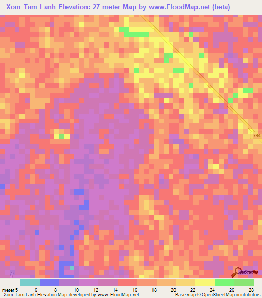 Xom Tam Lanh,Vietnam Elevation Map