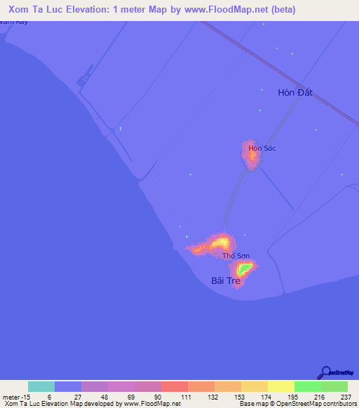 Xom Ta Luc,Vietnam Elevation Map