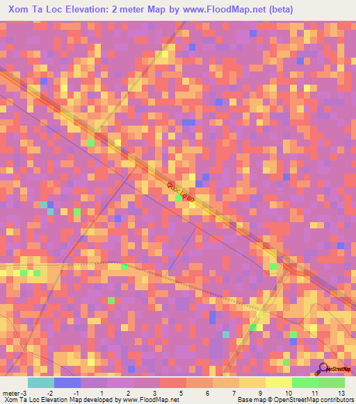 Xom Ta Loc,Vietnam Elevation Map