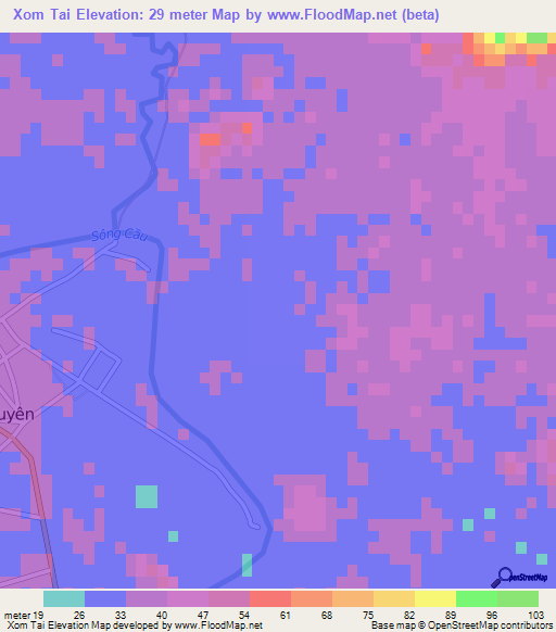 Xom Tai,Vietnam Elevation Map