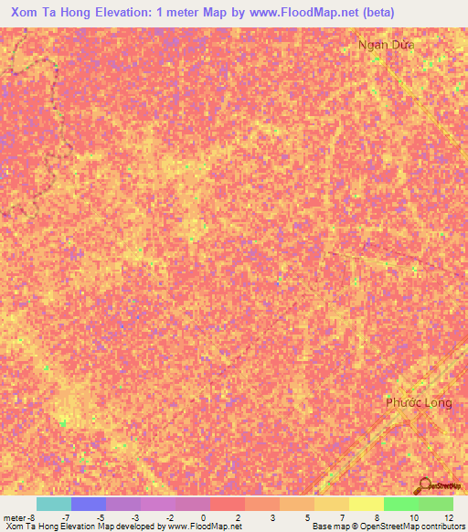 Xom Ta Hong,Vietnam Elevation Map