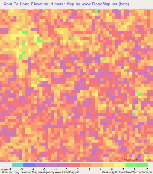 Xom Ta Hong,Vietnam Elevation Map