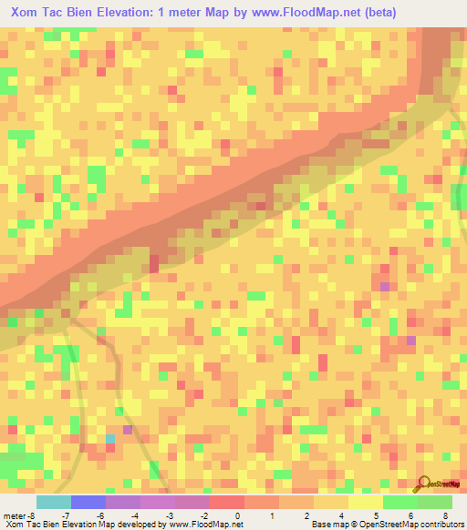 Xom Tac Bien,Vietnam Elevation Map