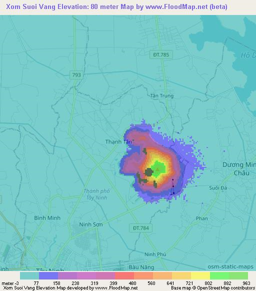 Xom Suoi Vang,Vietnam Elevation Map