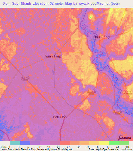 Xom Suoi Nhanh,Vietnam Elevation Map