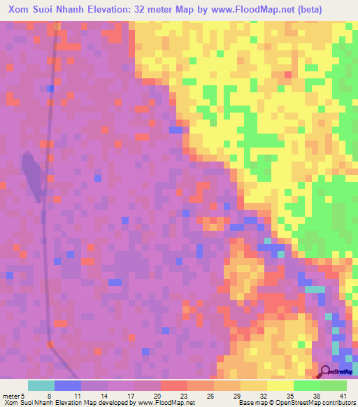 Xom Suoi Nhanh,Vietnam Elevation Map