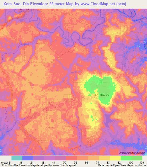 Xom Suoi Dia,Vietnam Elevation Map