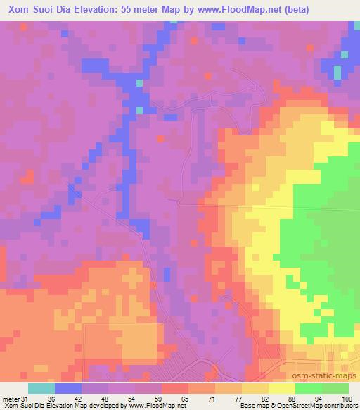 Xom Suoi Dia,Vietnam Elevation Map