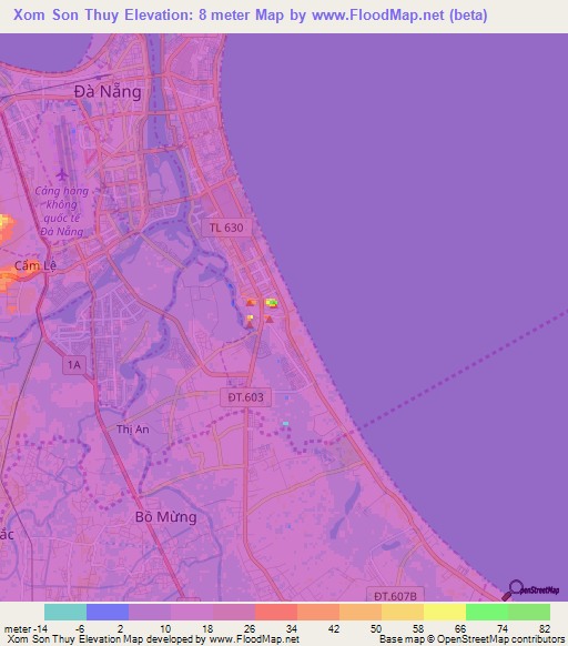 Xom Son Thuy,Vietnam Elevation Map