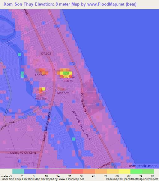 Xom Son Thuy,Vietnam Elevation Map