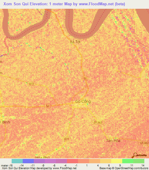 Xom Son Qui,Vietnam Elevation Map