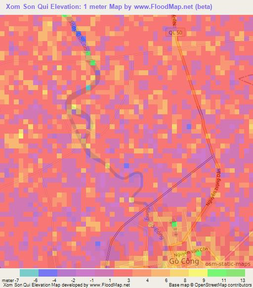 Xom Son Qui,Vietnam Elevation Map