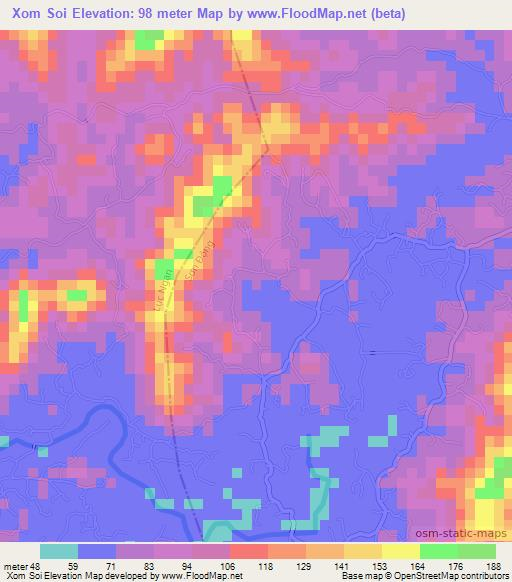 Xom Soi,Vietnam Elevation Map