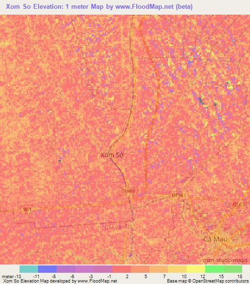 Xom So,Vietnam Elevation Map