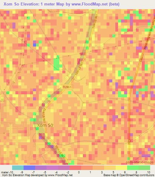 Xom So,Vietnam Elevation Map